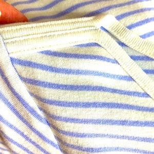 Chico’s white with periwinkle blue striped boatneck top